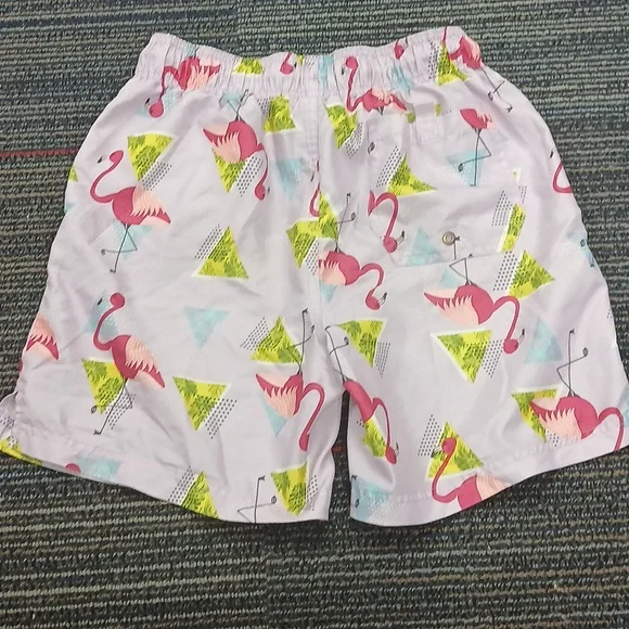 George Men’s SM(28-30) Pink Fun Flamingo Drawstring Lined Swim Trunks - Picture 5 of 7